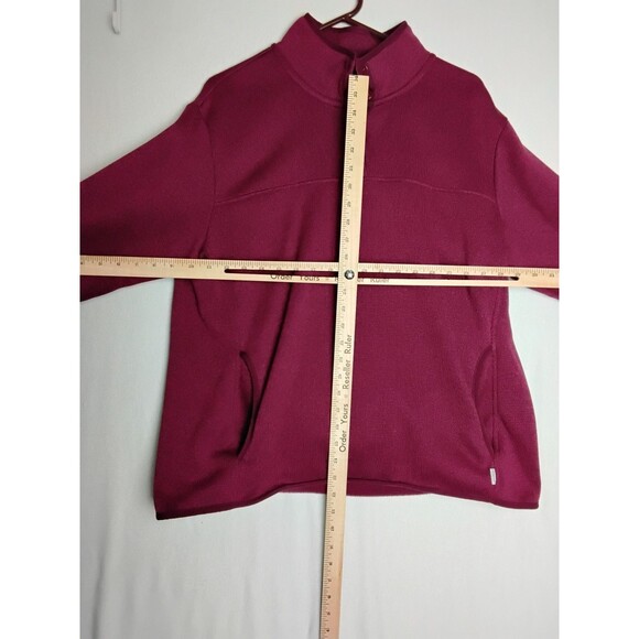 Eddie Bauer Sweatshirt Womans 2XL Pullover Red Fleece Pullover Henley 1/4 Snap - Picture 5 of 5